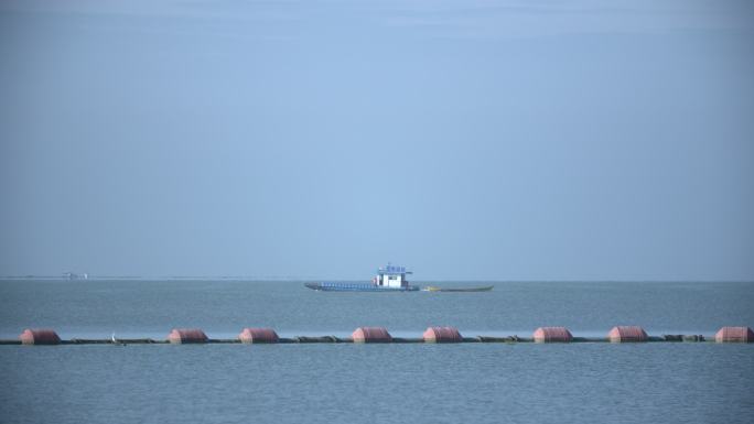 滇池水面船海鸥岸边