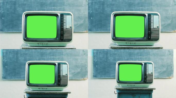 绿色屏幕的老式电视机