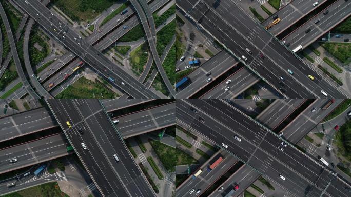 4K航拍高速公路立交桥延时