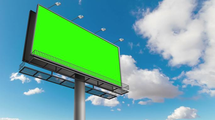 空的广告牌和彩色键绿色屏幕
