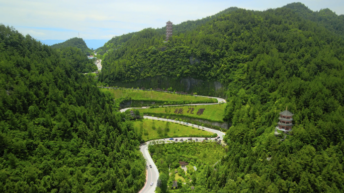 4K酉阳桃花源景区航拍空镜