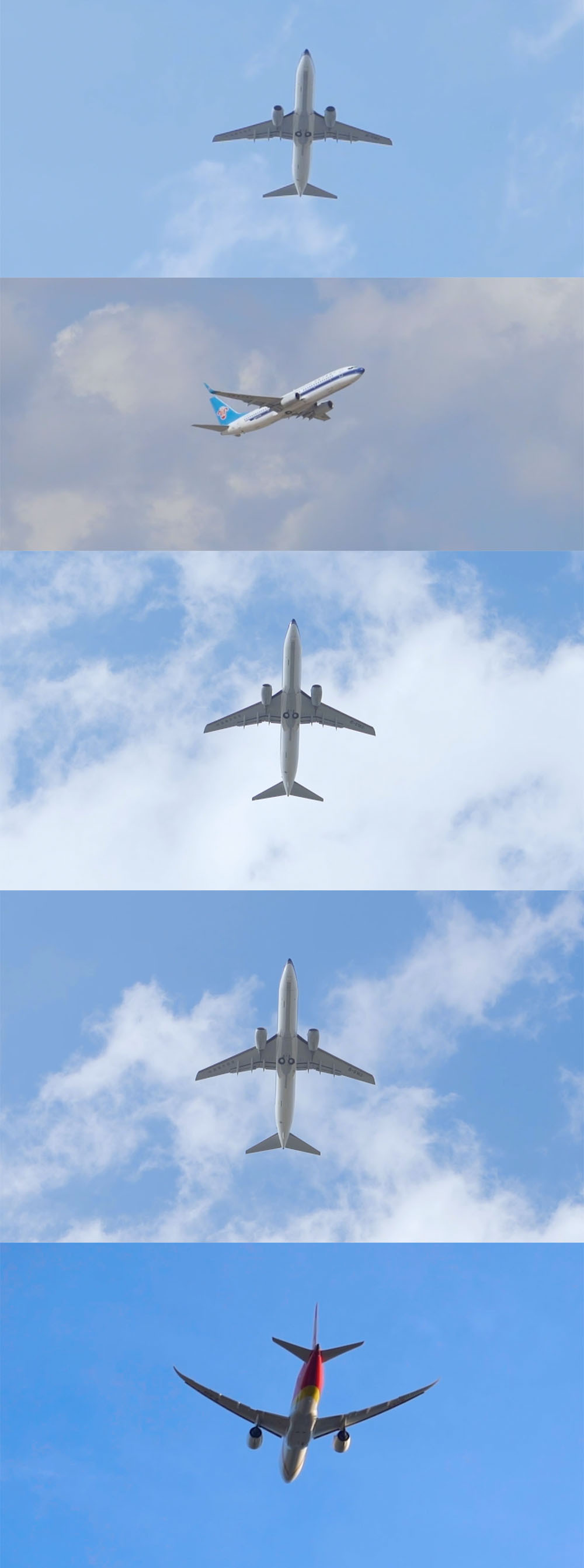 飞机飞过头顶,飞机天空中飞过