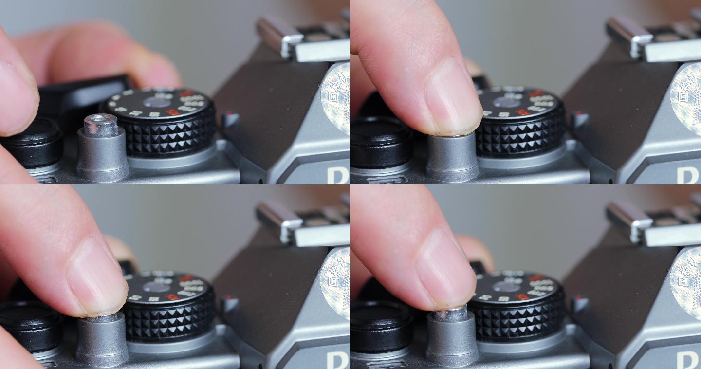 旧的手动胶卷照相机控制的特写