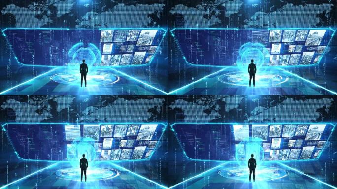 全息科技数据大屏幕3D立体虚拟投影合成图