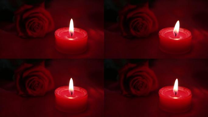 粉红蜡烛和红玫瑰