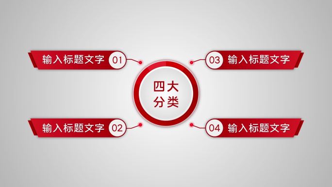 红色四大类4个主题4个分支四个板块