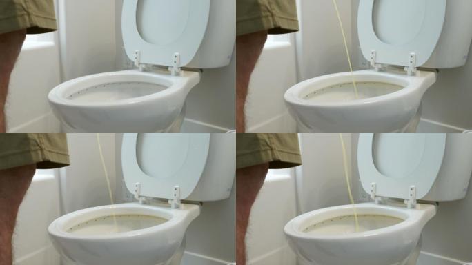 一个男人用来小便的家庭浴室马桶（模拟）。