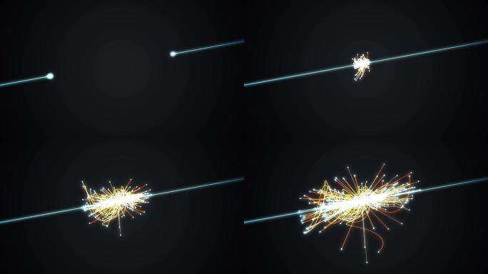 强子对撞机中粒子碰撞的动画