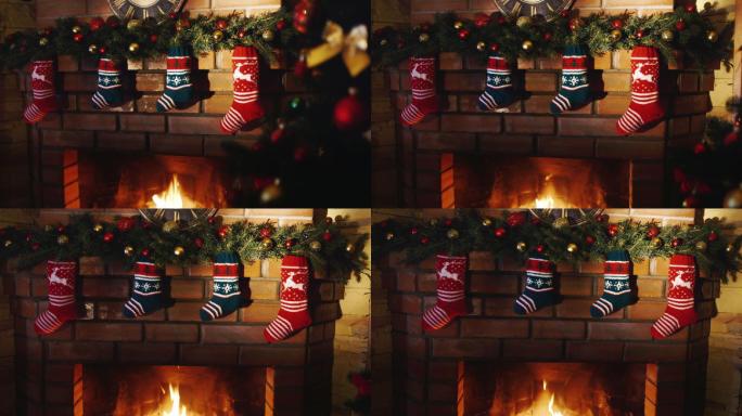 壁炉上方挂着一只圣诞袜