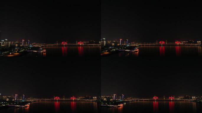 武汉江滩夜晚航拍
