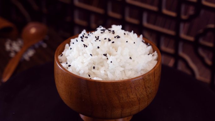 木碗米饭黑芝麻营养午餐大米宣传片素材