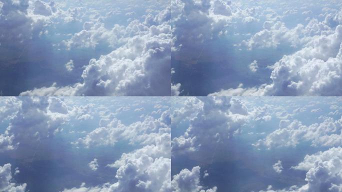 层层叠叠的白云厚厚的云蓝天白云飞机视角台