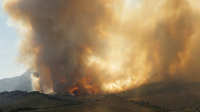 加利福尼亚州山腰的森林大火
