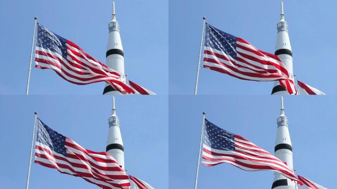 美国国旗和火箭