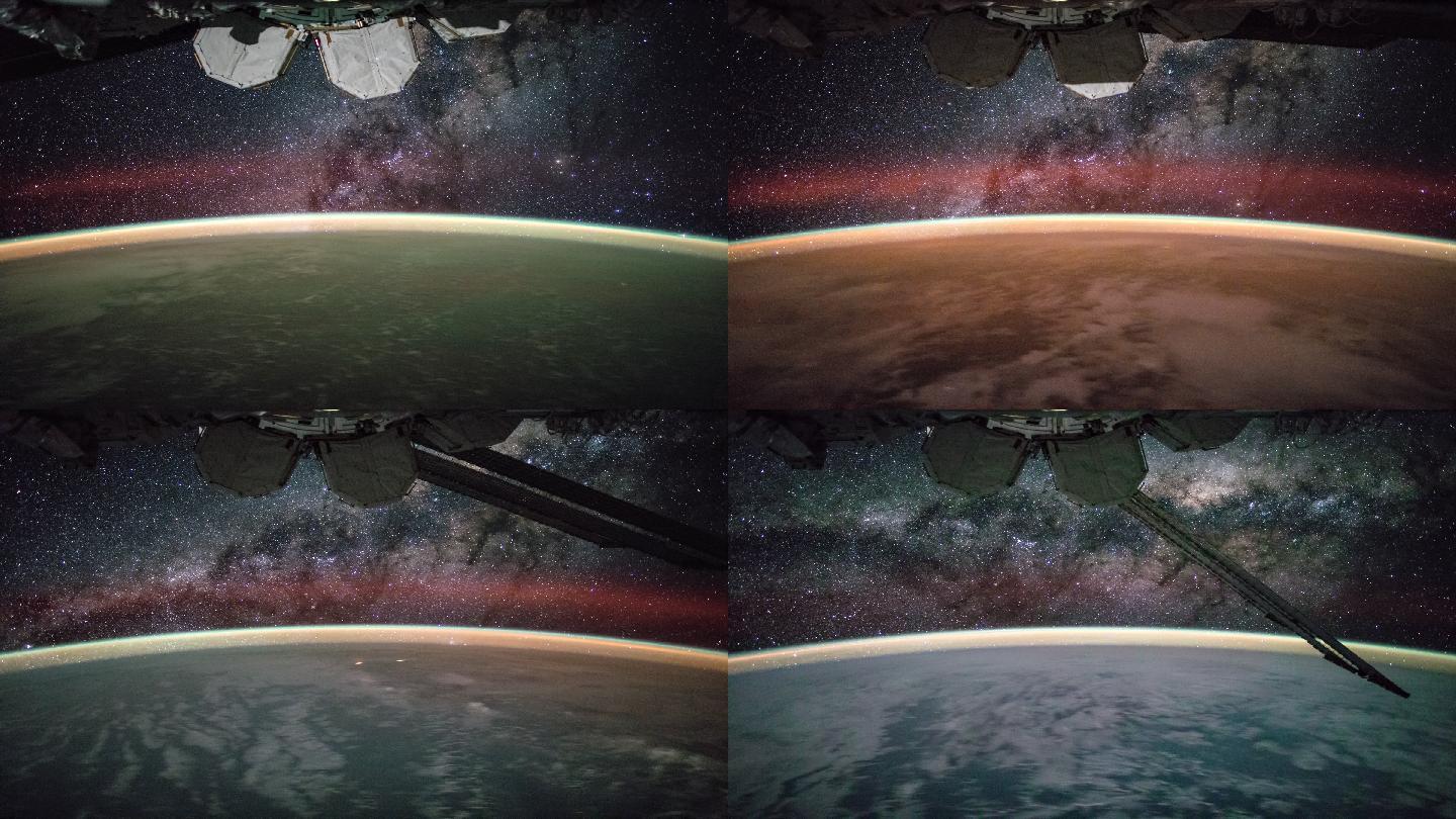 从国际空间站看地球上空的银河系