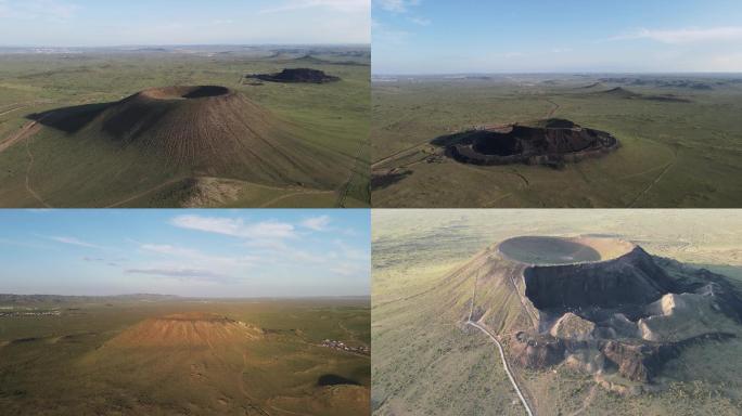 航拍内蒙乌兰察布察哈尔火山/乌兰哈达火山