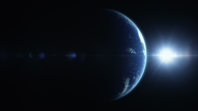 从太空看地球特效动画蓝色星球光效