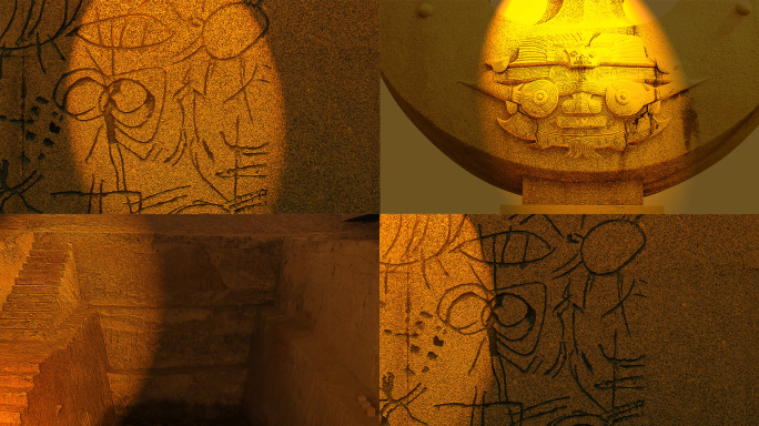 一组考古历史新石器晚期古文字镜头