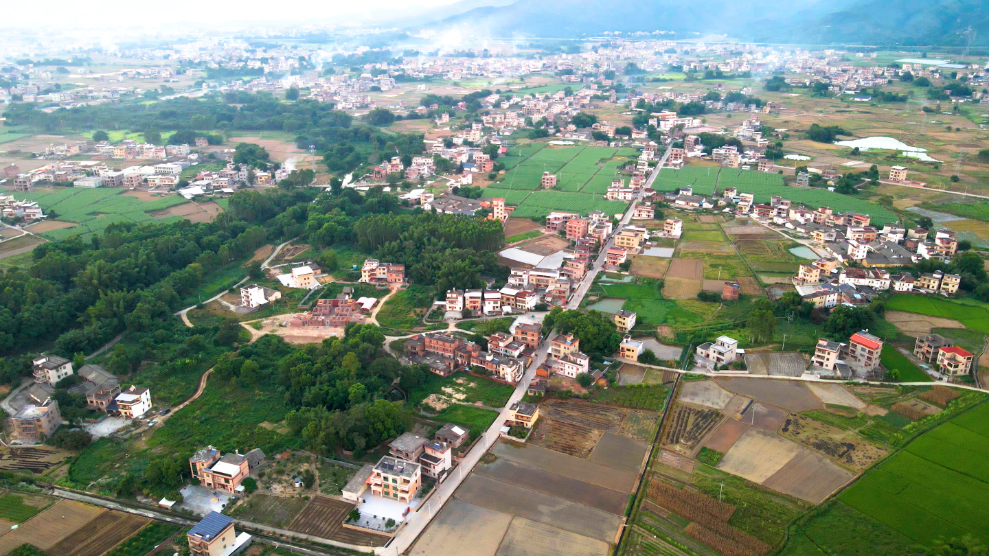 河源市连平县忠信镇乡村,晚霞4k航拍