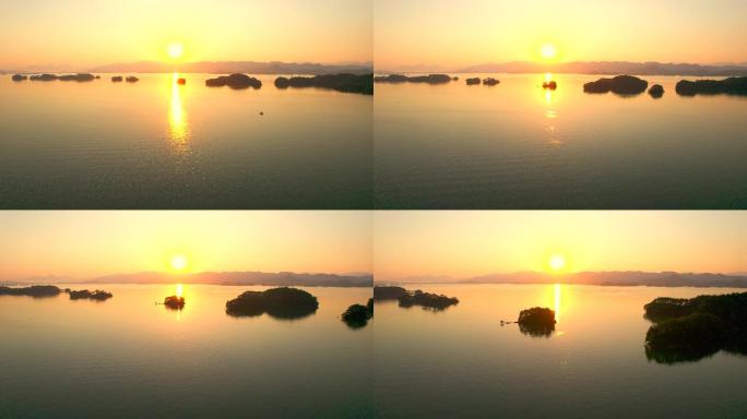 5K傍晚夕阳照在湖面上-波光粼粼的湖面
