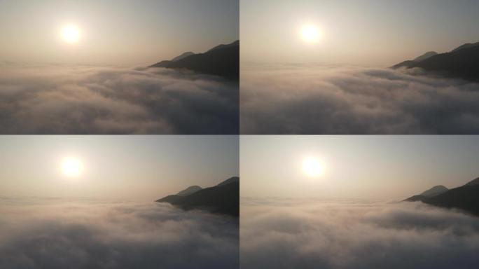 日出云海穿越云层无人机航拍