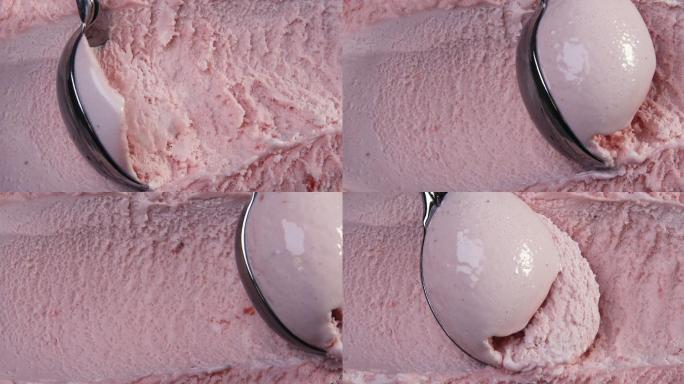 草莓味冰淇淋的俯视图