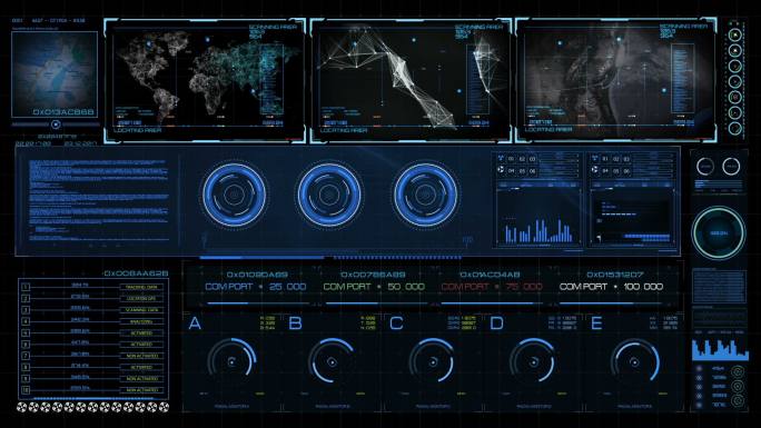 科幻HUD全息图控制界面