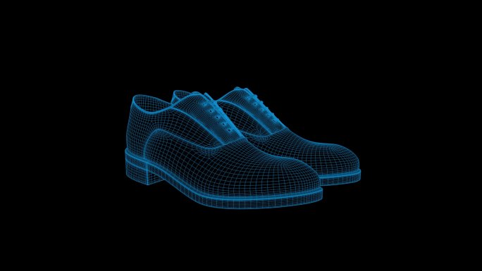 蓝色全息科技皮鞋循环带通道