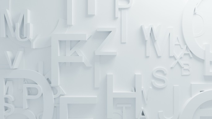 白色字母在动画中移动。抽象运动设计背景
