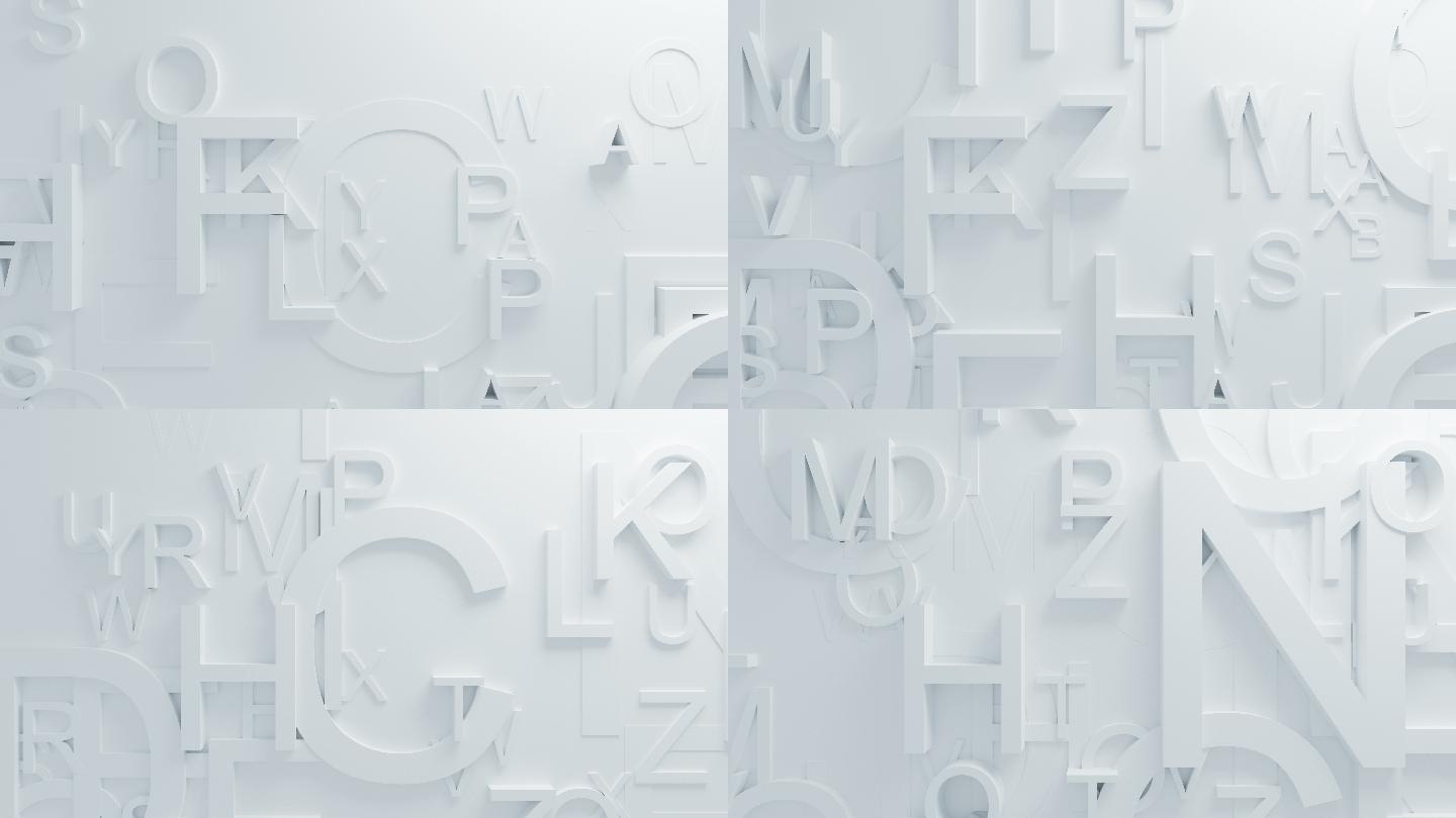 白色字母在动画中移动。抽象运动设计背景