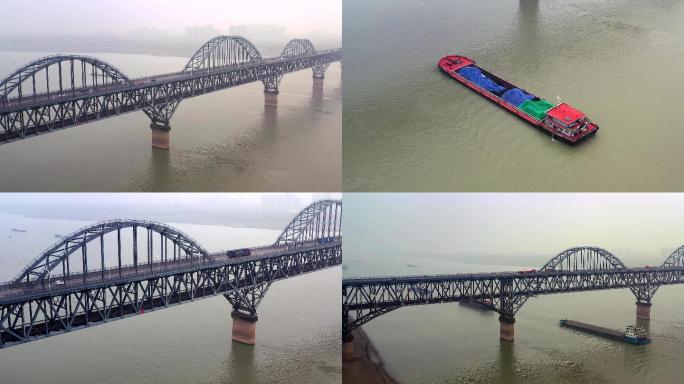 4K航拍江西省九江市长江大桥3个长镜头