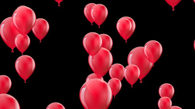 气球派对。上升的红色气球