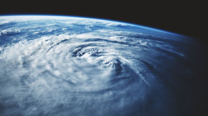 从太空看飓风。气旋飓风风暴自然