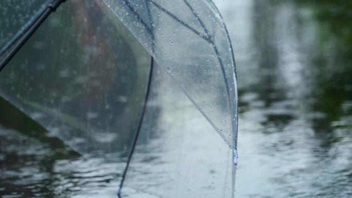 透明雨伞下雨意境素材唯美伤感情绪下雨天