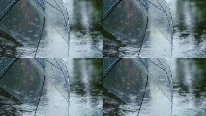 透明雨伞下雨意境素材唯美伤感情绪下雨天