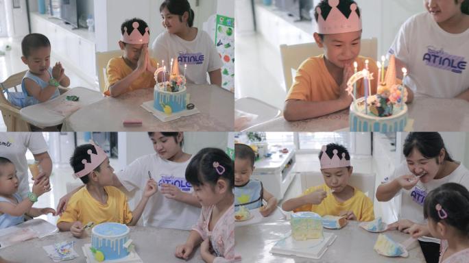 4K小孩在家中过生日实拍