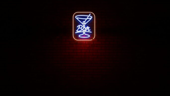 鸡尾酒酒吧霓虹灯标志