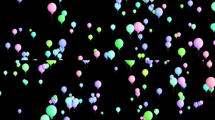 上升的彩色气球带通道4K