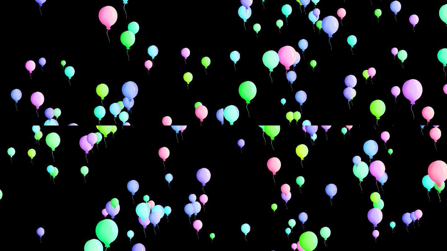 上升的彩色气球带通道4K