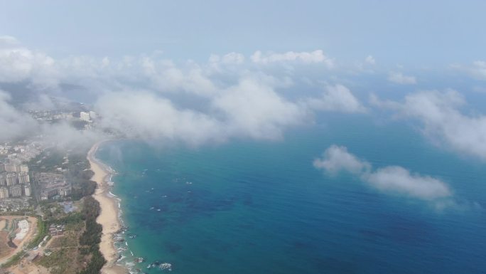 三亚海景沙滩航拍海南旅游城市宣传