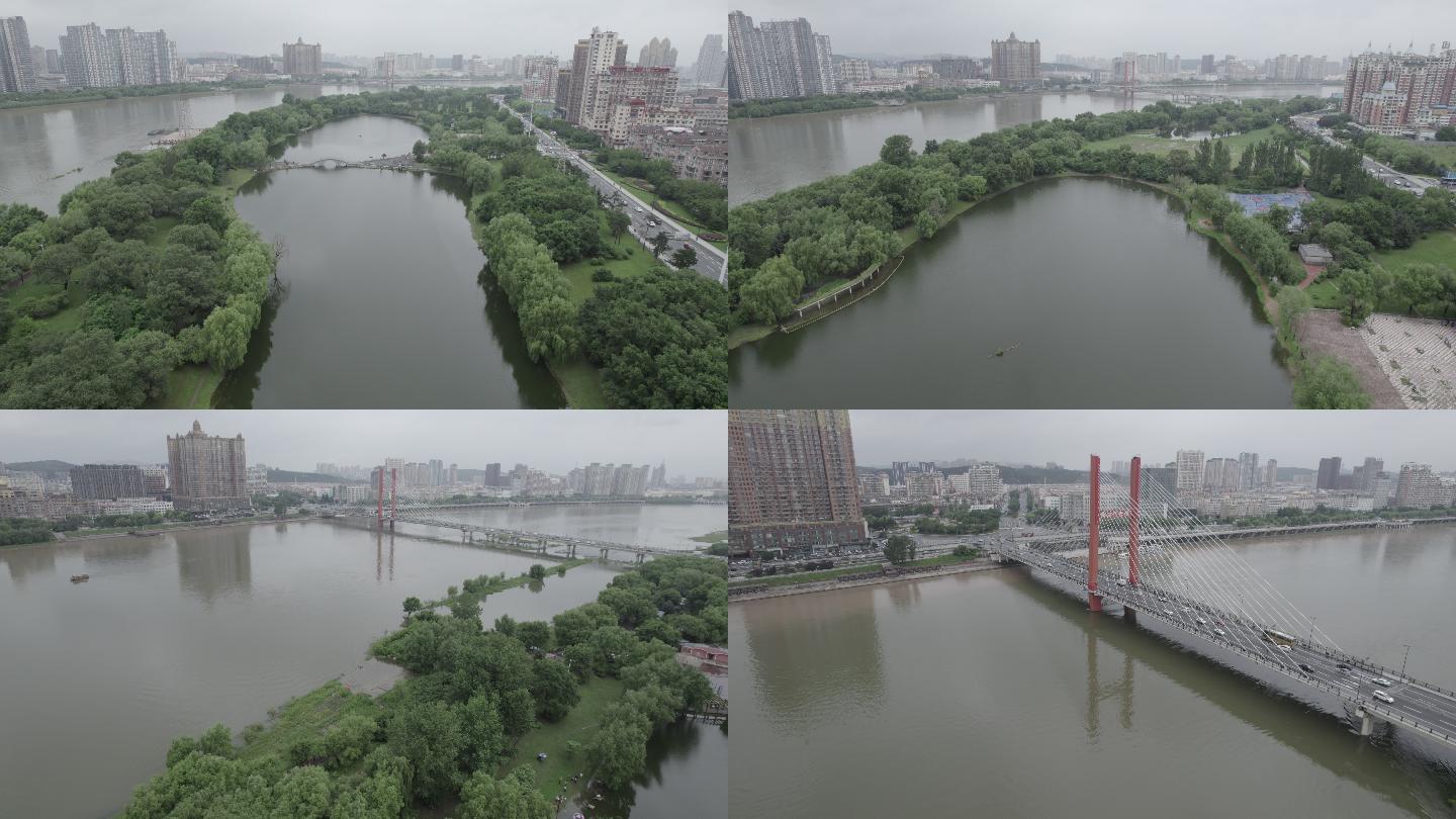 5.4K-航拍吉林江滨公园临江门大桥