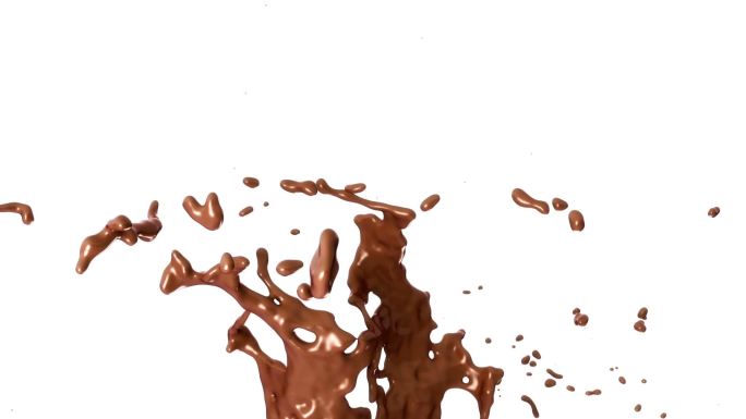 热巧克力或可可饮料慢动作流动和飞溅