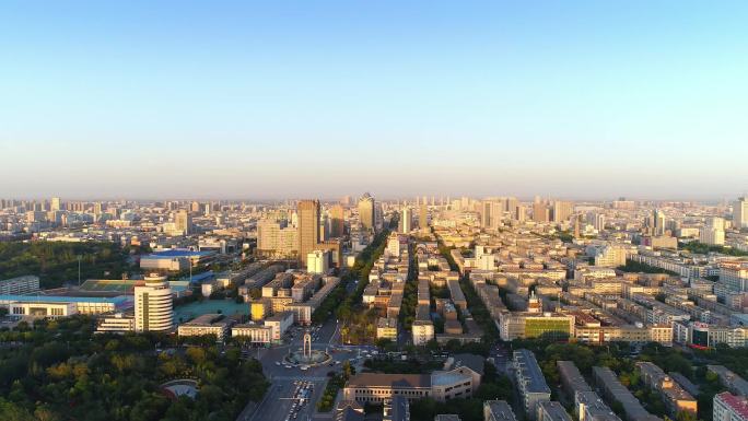 银川凤凰碑，兴庆区全景，航拍