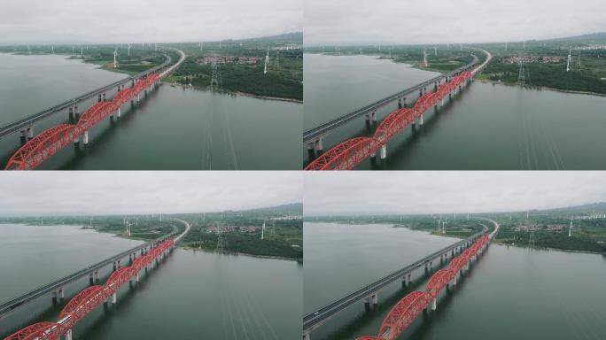 航拍桥梁、京张高铁官厅铁路桥