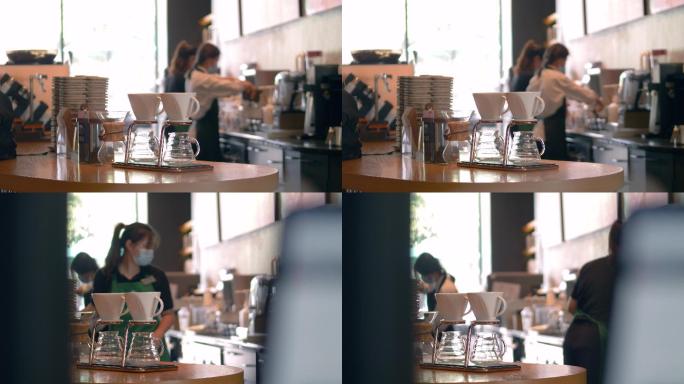 咖啡厅店员忙碌的身影4k视频素材