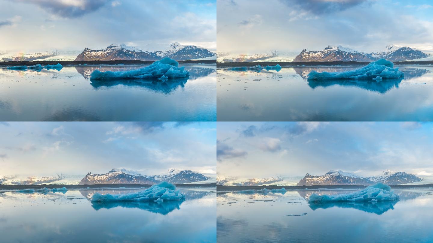 冰川湖时间推移。南极洲北极洲温室效应