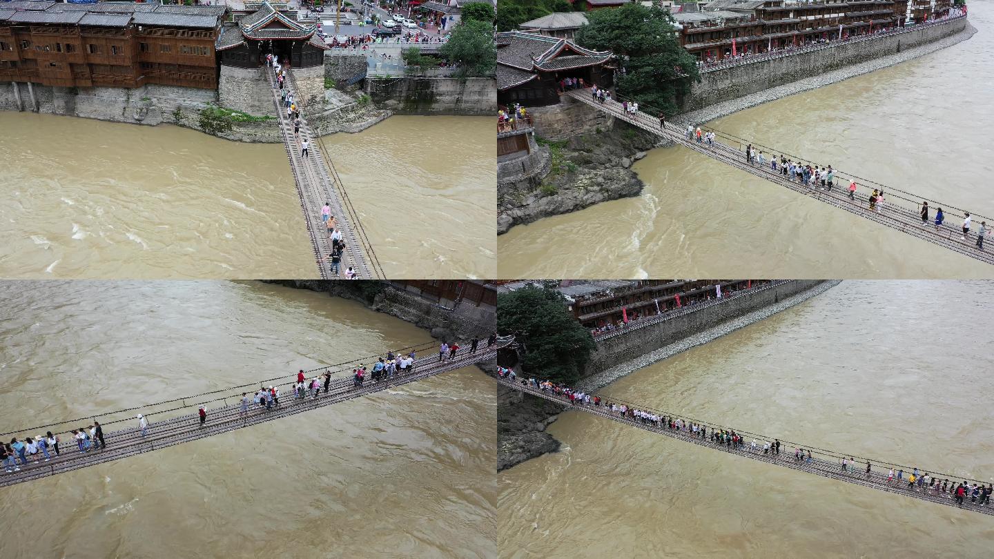 航拍泸定桥多方位全景