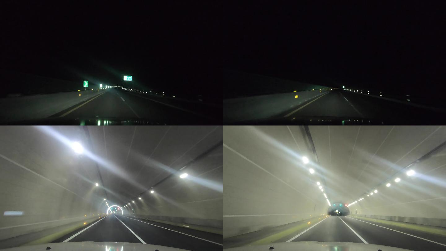 夜晚阴森的高速公路和隧道