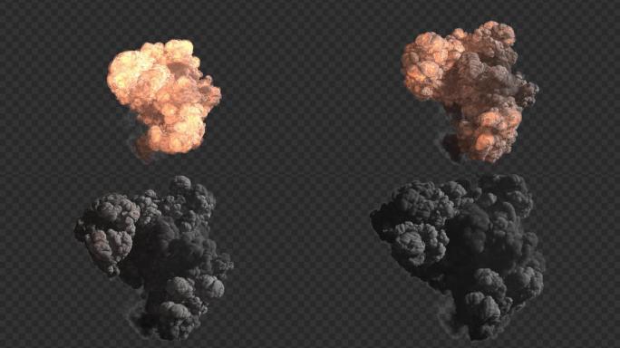 4K俯瞰轰炸爆炸浓烟-带通道