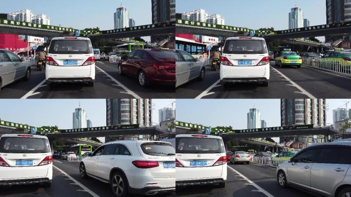 第一视角拍摄襄阳城市道路交通街景